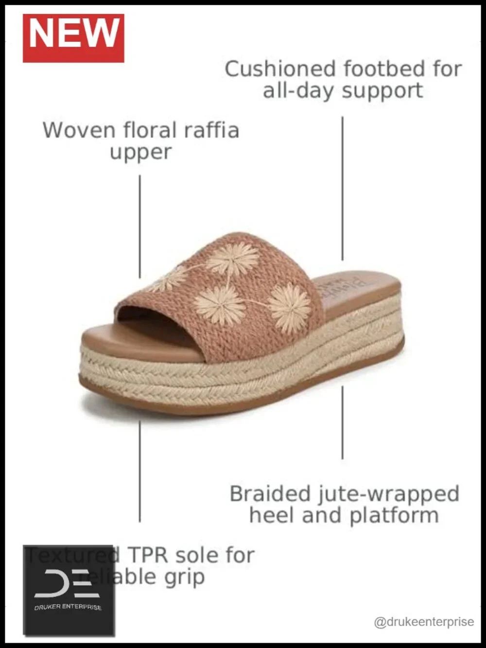 Espadrille Wedge Sandals Women Platform Slip-On Floral Raffia